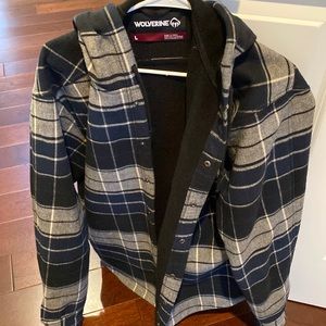 Mens Wolverine flannel jacket with hood